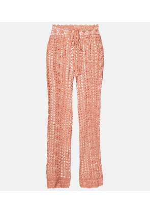 Anna Kosturova Crochet cotton wide-leg pants