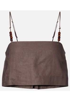 Faithfull Chianti beaded linen crop top