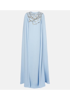 Oscar de la Renta Caped embellished silk-blend gown