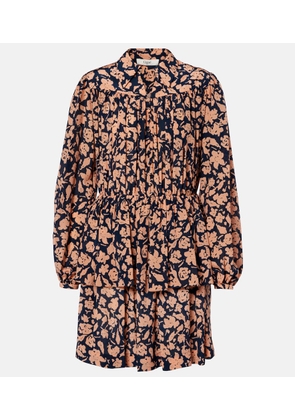 Chloe Floral gathered silk minidress