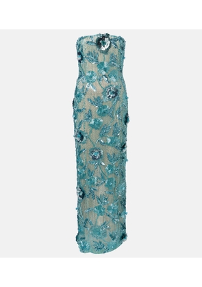 Rachel Gilbert Pierre embellished floral-applique gown