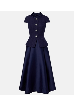 Self-Portrait Boucle taffeta midi dress