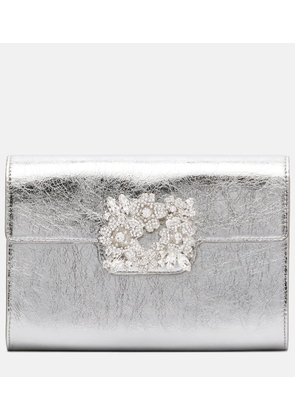 Roger Vivier Efflorescence Mini metallic leather clutch