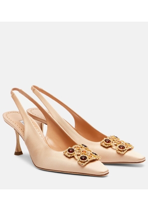Manolo Blahnik Cupida 70 embellished satin slingback pumps
