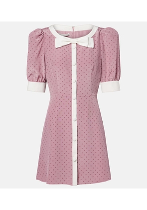 Alessandra Rich Bow-detail polka-dot silk minidress