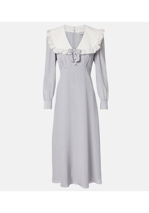 Alessandra Rich Polka-dot ruffled silk midi dress