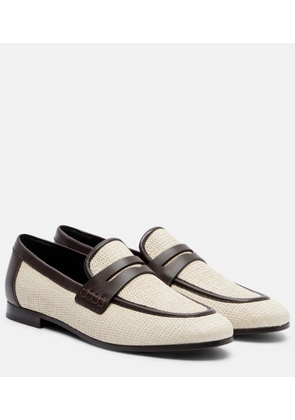 Brunello Cucinelli Woven leather-trimmed penny loafers