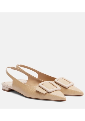 Manolo Blahnik Maylura croc-effect leather slingback flats