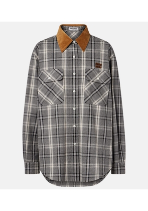 Miu Miu Plaid cotton flannel overshirt