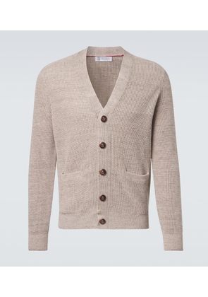 Brunello Cucinelli Ribbed-knit linen and cotton cardigan