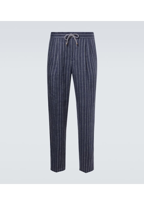 Brunello Cucinelli Striped linen straight pants