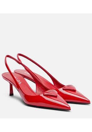 Prada 55 patent leather slingback pumps