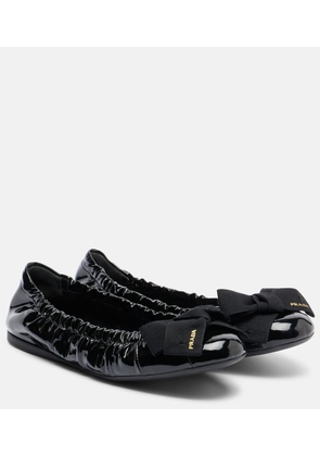 Prada Bow-detail patent leather ballet flats