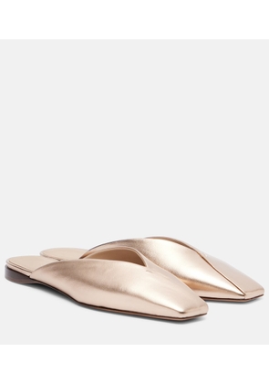 Max Mara Metallic leather mules