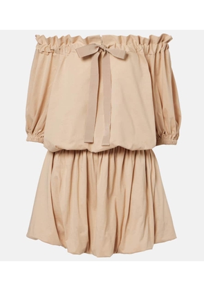 Patou Tie-neck cotton faille minidress