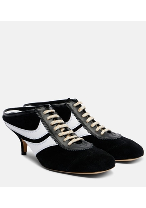 Dries Van Noten 65 leather-trimmed suede mules