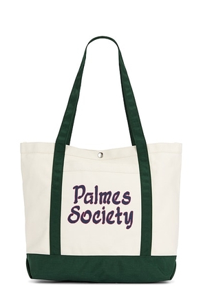 Palmes Medium Tote Bag in Dark Green - White. Size all.