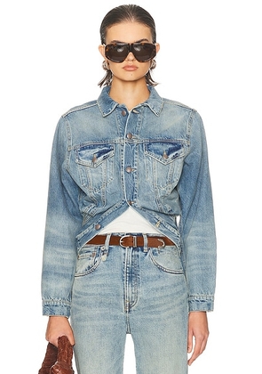 R13 Wrap Around Trucker Jacket in Merrin Blue - Blue. Size S (also in ).