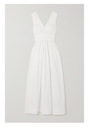STAUD - Gloria Gathered Stretch-cotton Poplin Maxi Dress - White - US0,US2,US4,US6,US8,US10,US12