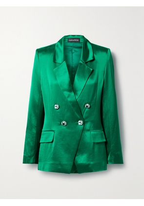 Retrofête - Saige Double-breasted Crystal-embellished Satin Blazer - Green - xx small,x small,small,medium,large,x large,xx large