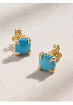 David Yurman - Châtelaine 18-karat Gold, Diamond And Turquoise Earrings - One size