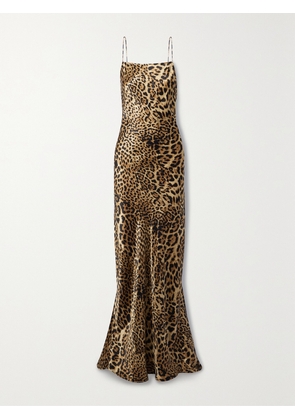 Nili Lotan - Elizabeth Open-back Leopard-print Silk-charmeuse Gown - Animal print - x small,small,medium,large
