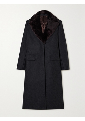 TOTEME - + Net Sustain Shearling-trimmed Recycled Wool-blend Coat - Gray - DK32,DK34,DK36,DK38,DK40,DK42