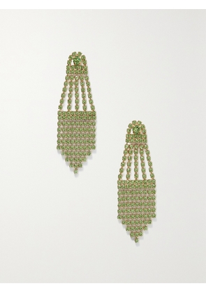 Oscar de la Renta - Gold-tone Crystal Earrings - Green - One size