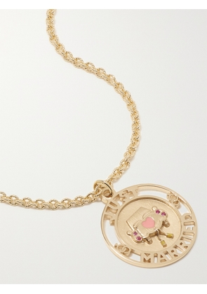 Alison Lou - Just Married 14-karat Gold, Ruby And Enamel Necklace - One size