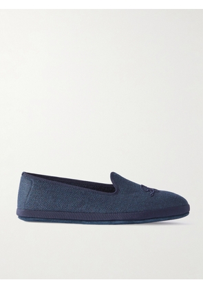 Loro Piana - Venice Embroidered Herringbone Cashmere Slippers - Blue - IT35,IT36,IT37,IT38,IT39,IT40,IT41,IT42