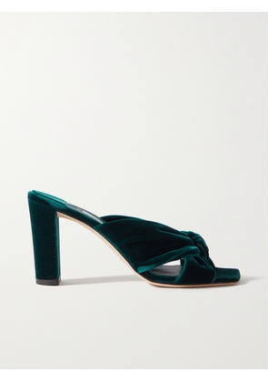 Jimmy Choo - Avenue 85 Knotted Velvet Mules - Green - IT34,IT34.5,IT35,IT35.5,IT36,IT36.5,IT37,IT37.5,IT38,IT38.5,IT39,IT39.5,IT40,IT40.5,IT41,IT41.5,IT42