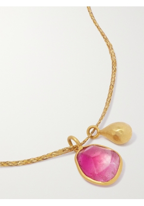 Pippa Small - 18-karat Gold, Cord And Tourmaline Necklace - Pink - One size