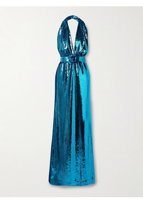 Rodarte - Embellished Sequinned Tulle Halterneck Gown - Blue - US0,US2,US4,US6,US8
