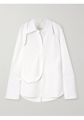 COURREGES - Embellished Cotton-blend Poplin Shirt - White - FR 34,FR 36,FR 38,FR 40,FR 42,FR 44
