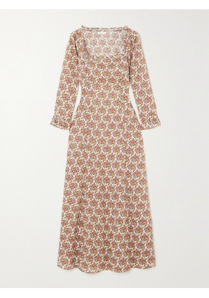 DÔEN - + Net Sustain Marisa Ruffled Floral-print Organic Cotton-voile Midi Dress - Cream - xx small,x small,small,medium,large,x large,xx large