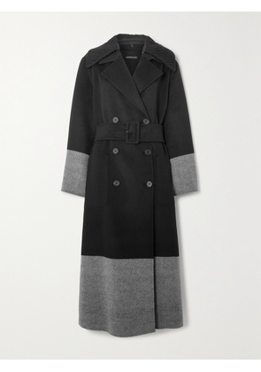 Joseph - Merton Belted Double-breasted Two-tone Wool Coat - Black - FR 32,FR 34,FR 36,FR 38,FR 40,FR 42,FR 44