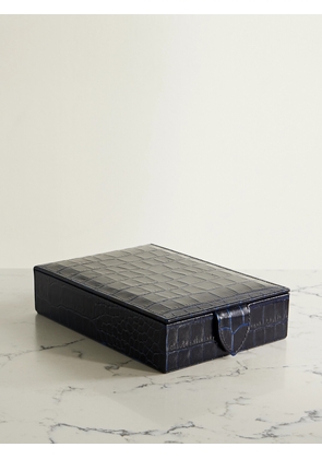 Smythson - Mara Croc-effect Leather Jewelry Box - Blue - One size