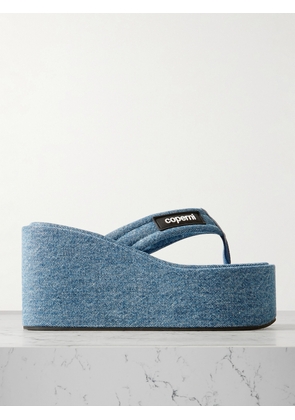 COPERNI - Logo-appliquéd Denim Wedge Flip Flops - Blue - IT36,IT37,IT38,IT39,IT40,IT41