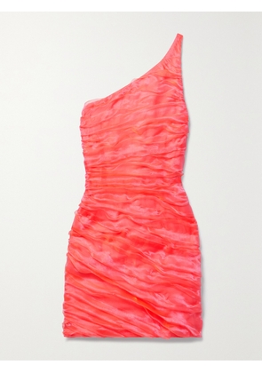 Aje - Mercury One-shoulder Ruched Organza Mini Dress - Orange - UK 4,UK 6,UK 8,UK 10,UK 12,UK 14