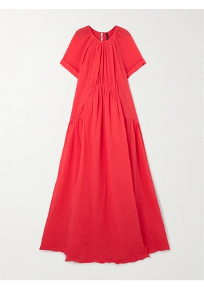 MOTHER OF PEARL - May Organic Cotton-blend Seersucker Maxi Dress - Orange - x small,small,medium,large,x large