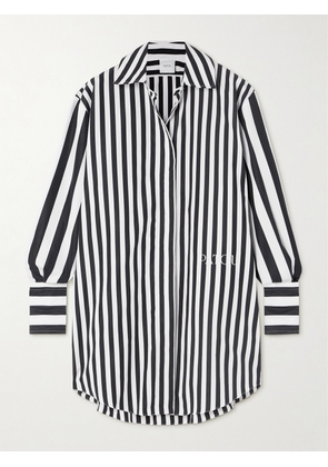 Patou - Iconic Oversized Embroidered Striped Cotton-poplin Mini Shirt Dress - Black - FR 34,FR 36,FR 38,FR 40,FR 42,FR 44
