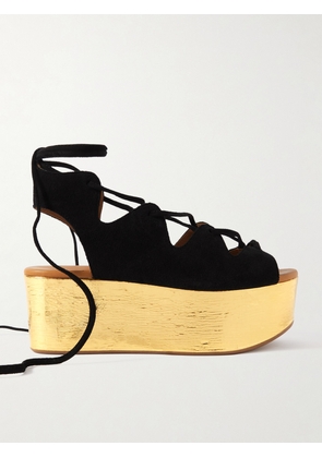 SEE BY CHLOÉ - Liana Suede Platform Sandals - Black - IT36,IT37,IT38,IT39,IT40,IT41,IT42