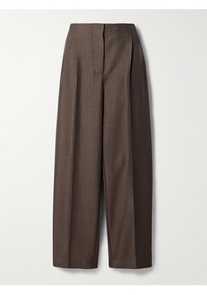 The Row - Lonan Grain De Poudre Mohair And Wool-blend Wide-leg Pants - Brown - US8,US10