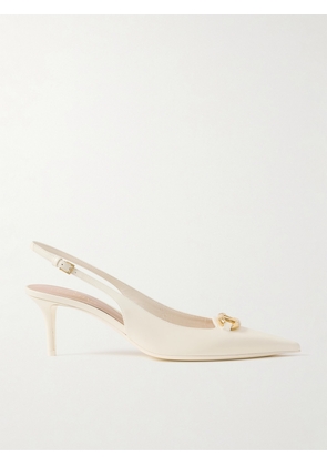 Valentino Garavani - Vlogo Embellished Leather Slingback Pumps - Ivory - IT36,IT36.5,IT37,IT37.5,IT38,IT38.5,IT39,IT39.5,IT40,IT41,IT41.5,IT42