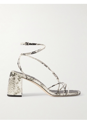 Jimmy Choo - Onyxia 70 Embellished Snake-effect Leather Sandals - Animal print - IT37,IT38,IT38.5,IT39,IT39.5,IT40,IT40.5,IT41,IT41.5