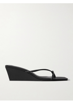 ST. AGNI - Leather Wedge Sandals - Black - IT35,IT36,IT37,IT38,IT39,IT40,IT41,IT42