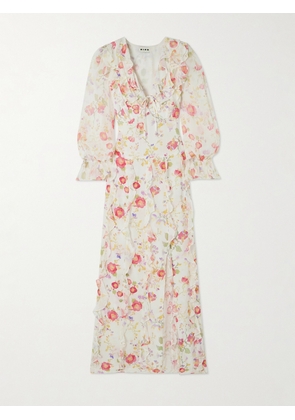 RIXO - Linnett Ruffled Floral-print Silk-chiffon Maxi Dress - Pink - UK 6,UK 8,UK 10,UK 12,UK 14,UK 16,UK 18,UK 20
