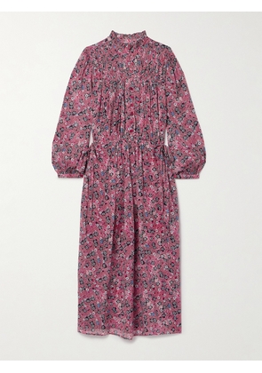 Marant Étoile - Dalida Smocked Printed Cotton-blend Voile Midi Dress - Pink - FR 34,FR 36,FR 38,FR 40,FR 42