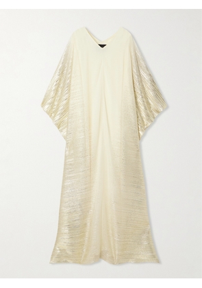 Dima Ayad - Metallic Plissé-tulle Maxi Dress - Cream - XS,S,M,L,XL,XXL,XXXL,XXXXL