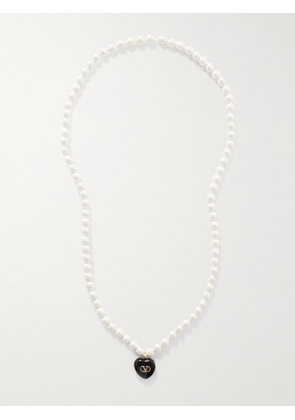 Valentino Garavani - Gold-tone, Faux Pearl And Enamel Necklace - White - One size
